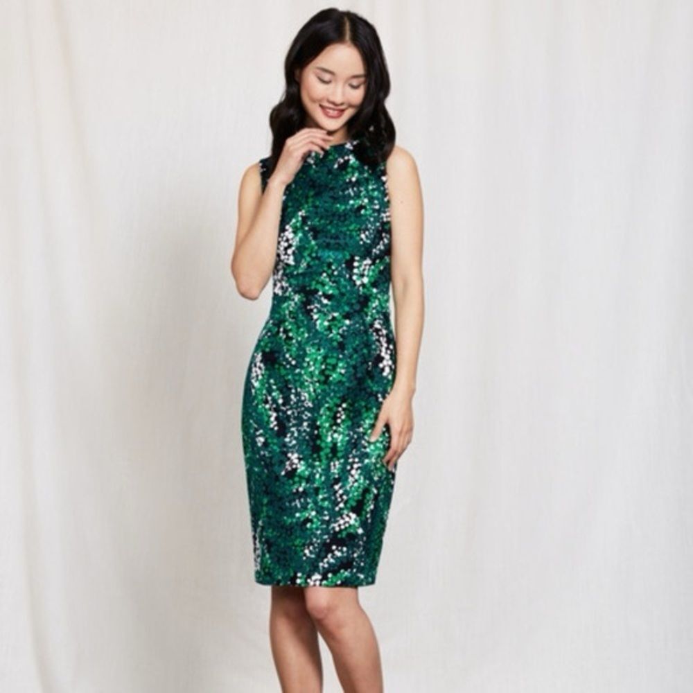 Boden Martha Dress Drake Wisteria Green Sheath Sz 8R - Picture 1 of 9